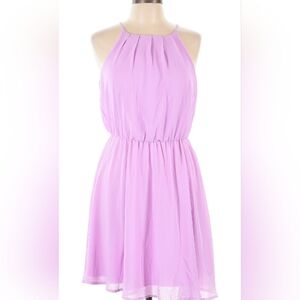 Blue Rain Francesca’s Lavender/Lilac Halter‎ Formal Chiffon Dress Size L NWOT